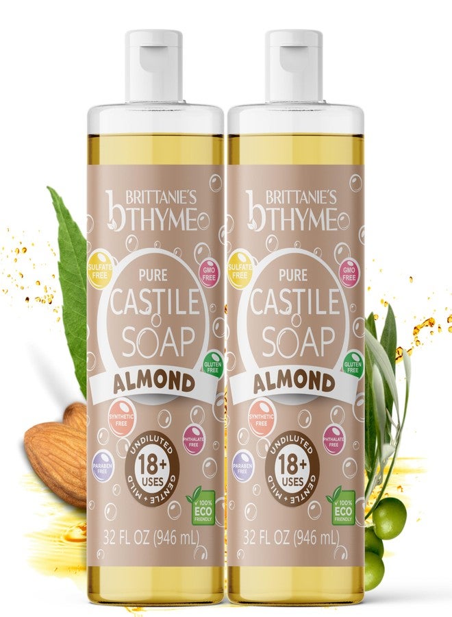 Brittanie's Thyme Brittanie's Pure Castile Liquid Soap Almond – 2 Pack (32oz Each) | Natural, Organic, Multi-Purpose Soap for Body, Face, Home & Pets | Vegan, Sulfate-Free, Made in USA - Image 1
